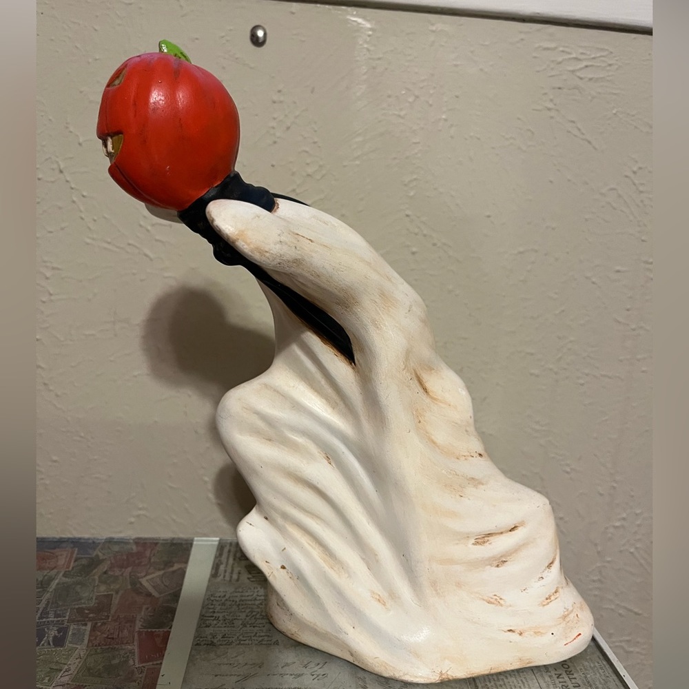 Hand Painted Pumpkin Ghost Halloween Decor - Picture 2 of 4
